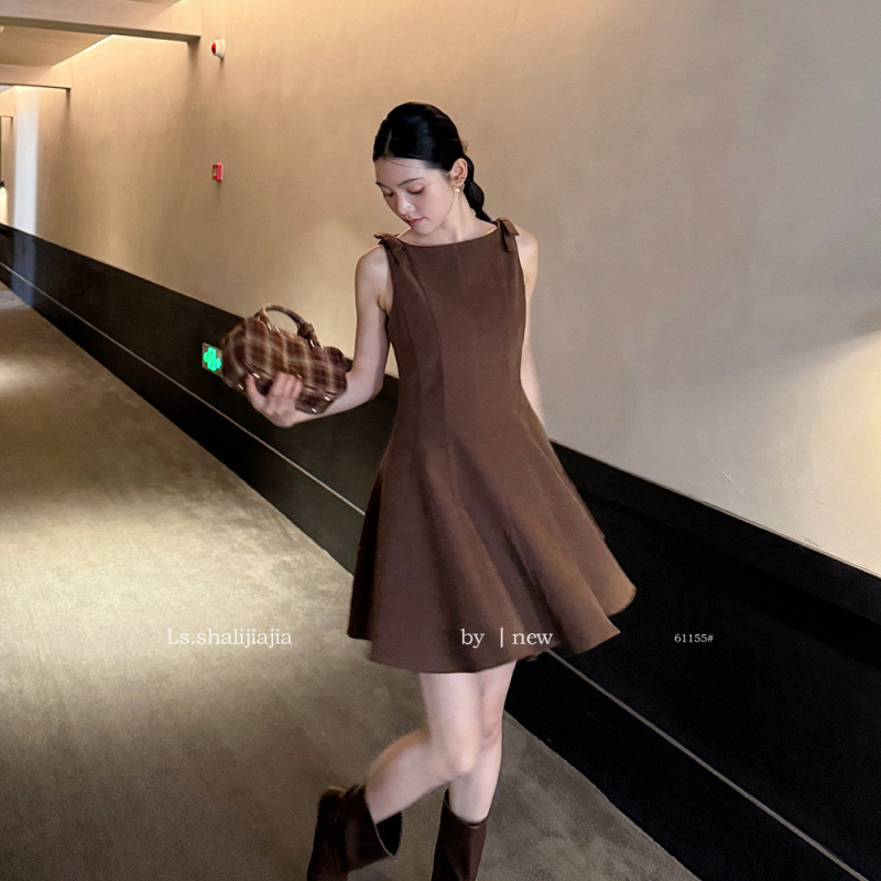 LS 法式优雅甜美修身连衣裙 广州十三行2025早秋新品女装61155#|undefined
