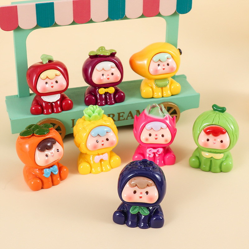 Resin four-generation fruit cubs three-dimensional resin diy keychain pendant bag chain jewelry accessories blind bag wholesale