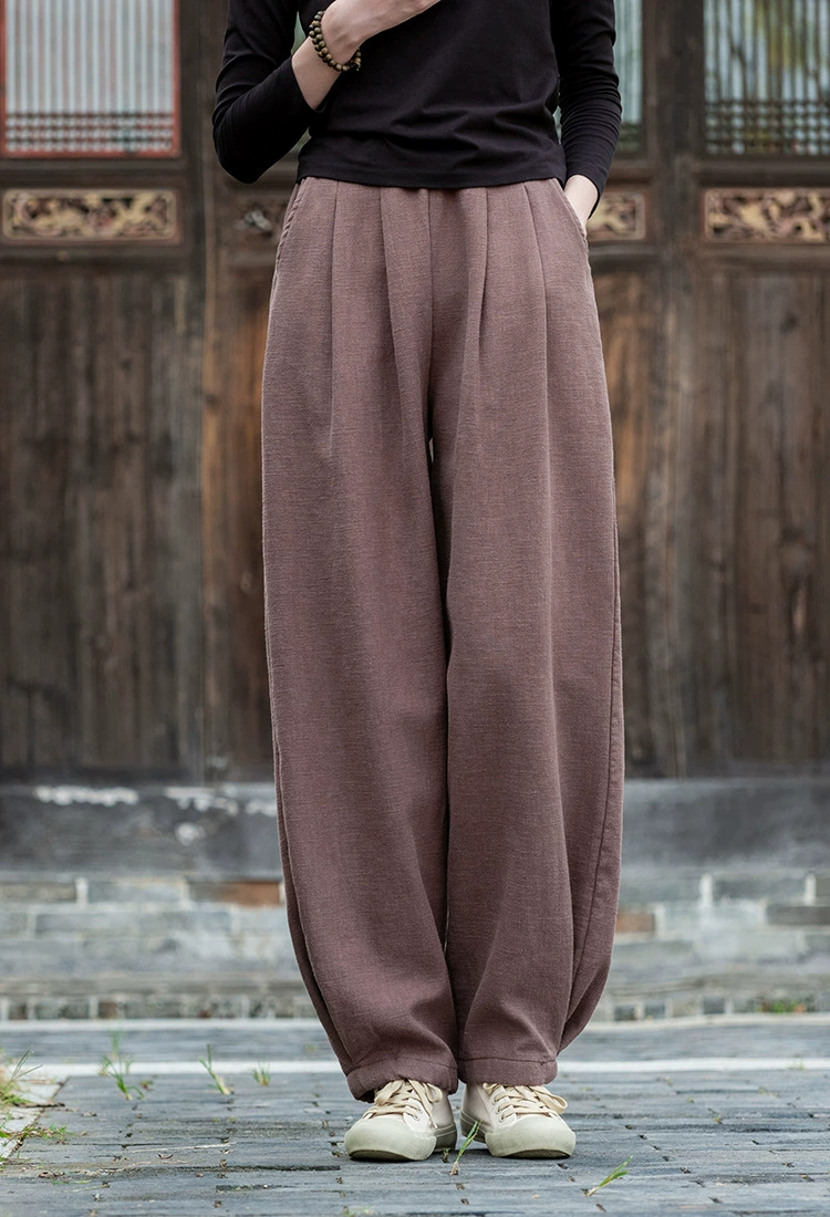 Casual Spring Trousers, cotton-linen blend, loose fit, mid-rise, multi-color sizes S–L