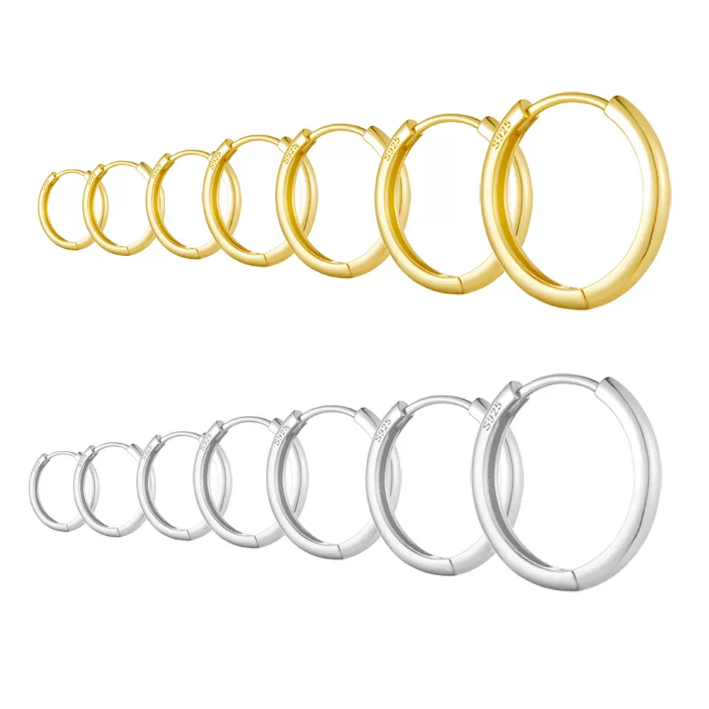 欧美跨境S925纯银耳扣时尚轻奢简约光身耳圈百搭小众耳环高级饰品