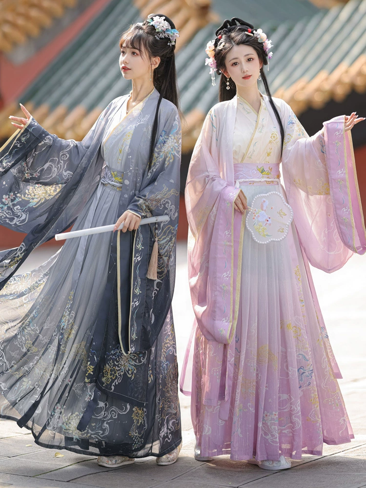 Песня в стиле ханьфу Женский взрослый 2024 Новый Древний костюм Вэй и Цзинь стиль супер фея рубашка с большим рукавом Костюм в национальном стиле дни Весна и лето