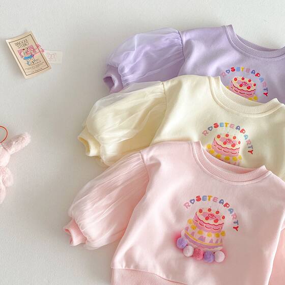 Girls' Western Style Sweater 2025 New 0-5 Years Old Spring Baby Korean Style Cute Base Shirt Children's Spring Top
