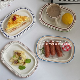 ins Korean style plate simple afternoon tea snack plate dessert plate household mini dish ceramic underglaze beautiful