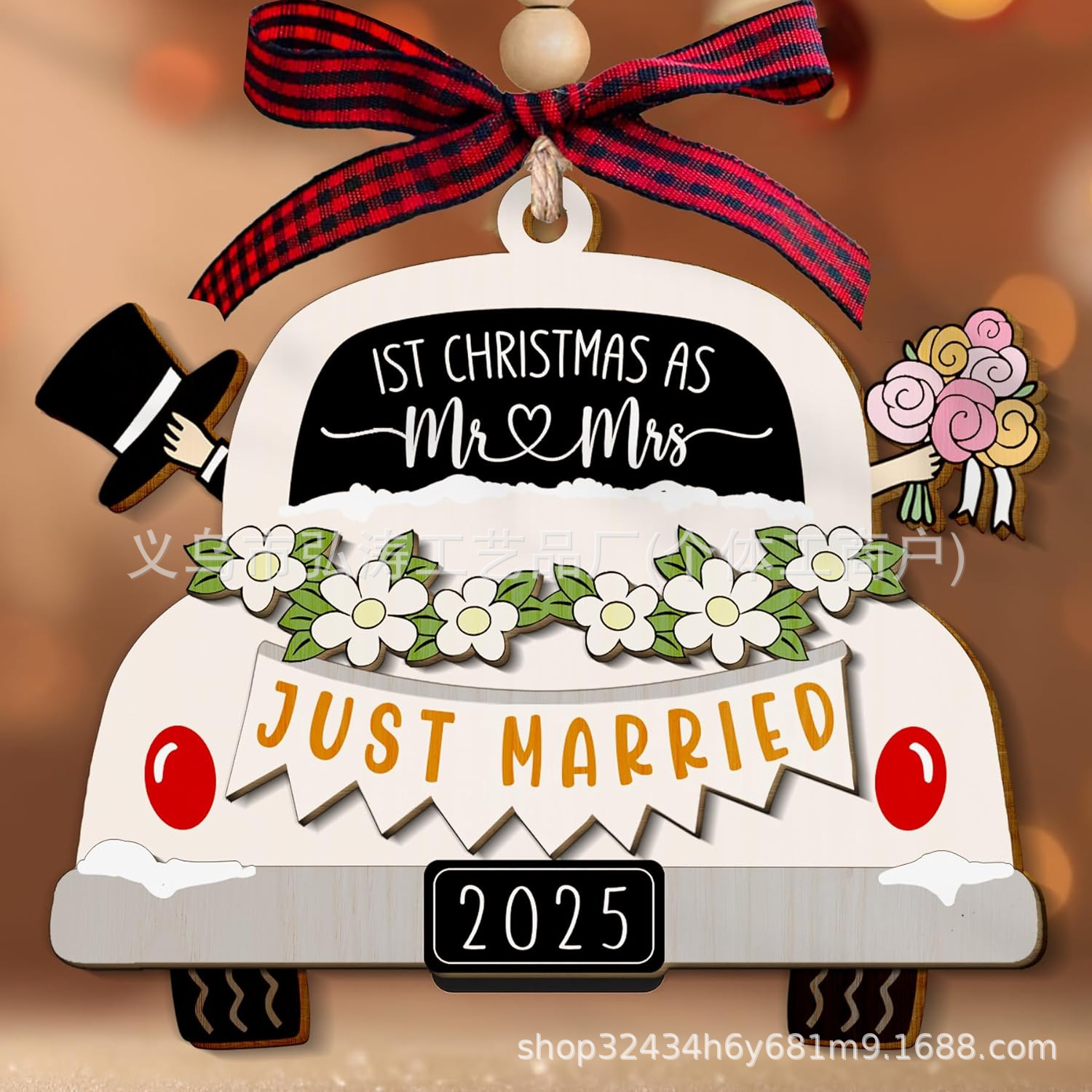 Decoración colgante 2026 nuevo mejor regalo de mudanza decoración de madera decoración para el hogar decoración del árbol de Navidad rojo