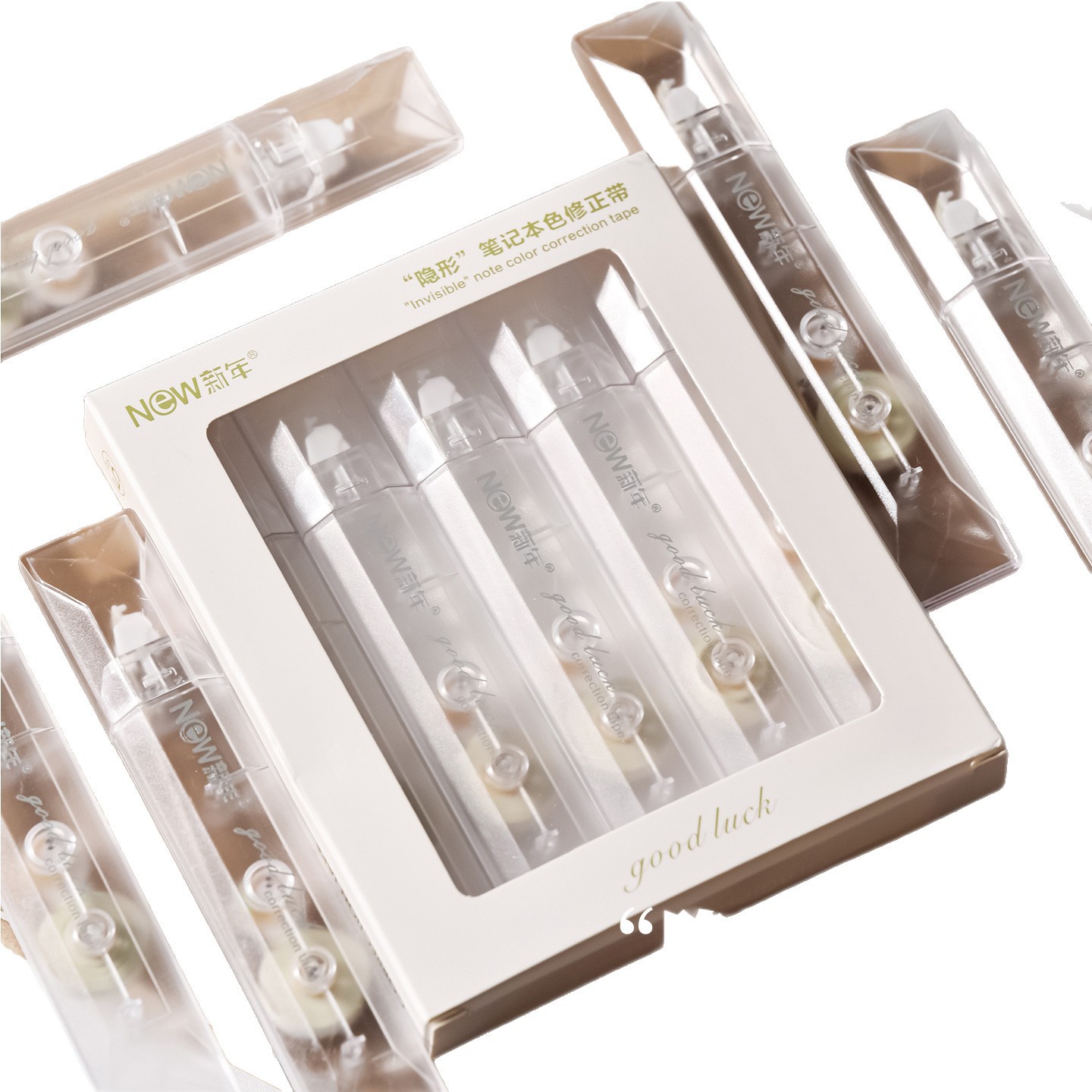 Cinta de corrección en forma de bolígrafo transparente La cinta de corrección especial para estudiantes es sedosa y suave con cinta de corrección de gran capacidad en stock