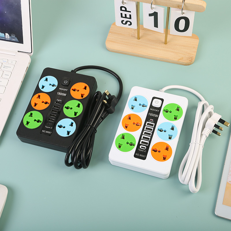 6 puntos de conexión de comercio exterior 5USB + 1 interfaz tipo-c negro y blanco neutral estándar británico estándar europeo estándar americano