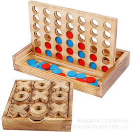 跨境盒装立体四连棋四子棋游戏儿童早教益智桌面井字互动木制玩具
