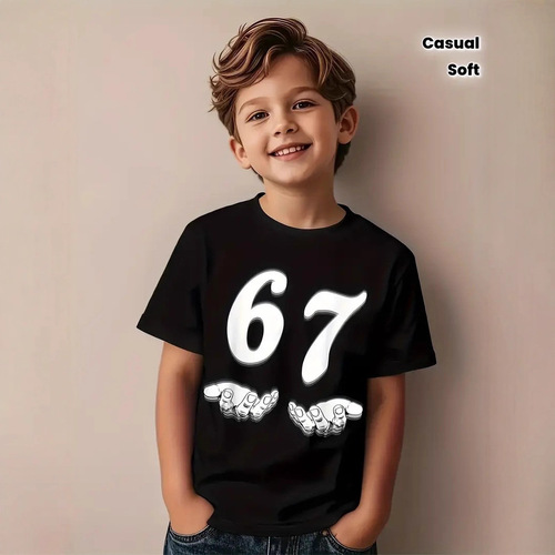 2026 New Christmas New children's combed cotton 67 short-sleeved girls 'T-shirt children's wear boys' short-sleeved