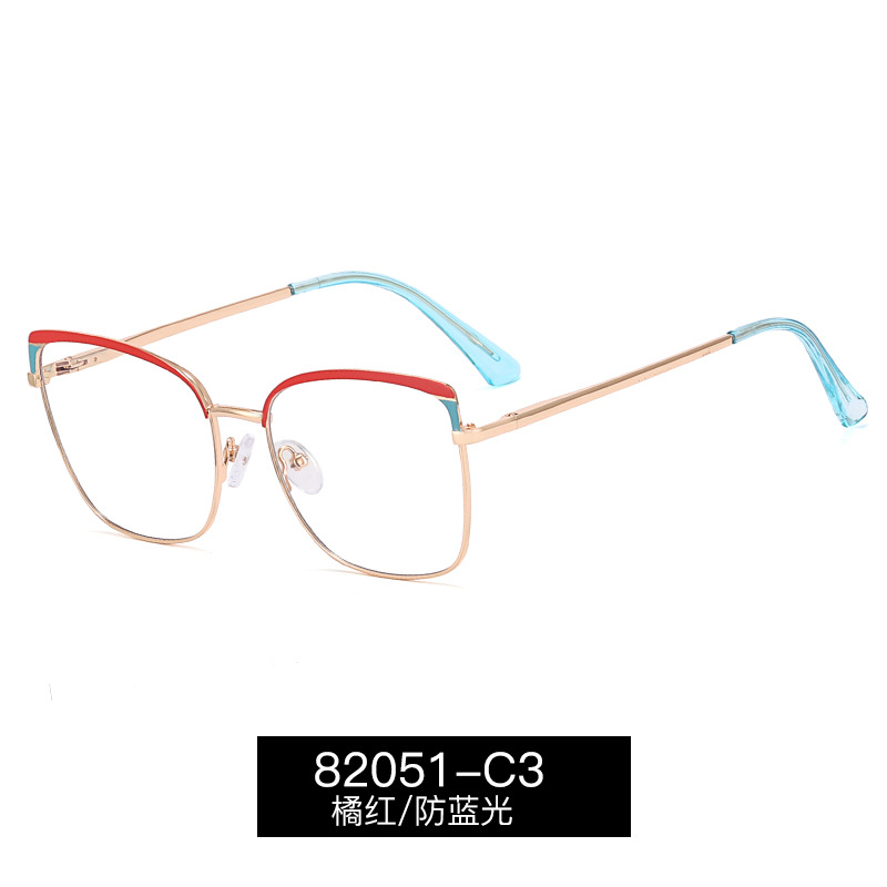 82051 artístico retro gafas de miopía marco hombres y mujeres gafas lisas caja de metal anti-azul gafas de luz con gafas de miopía