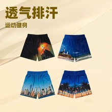 潮牌美式短裤休闲运动网眼透气宽松休闲四分裤跑步健身训练跨境专
