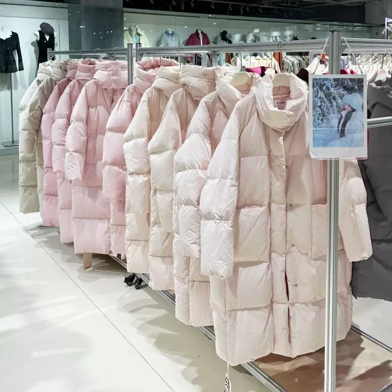平湖冬季新款韩版白鸭绒羽绒服中长款面包服外套品牌女装批发货源