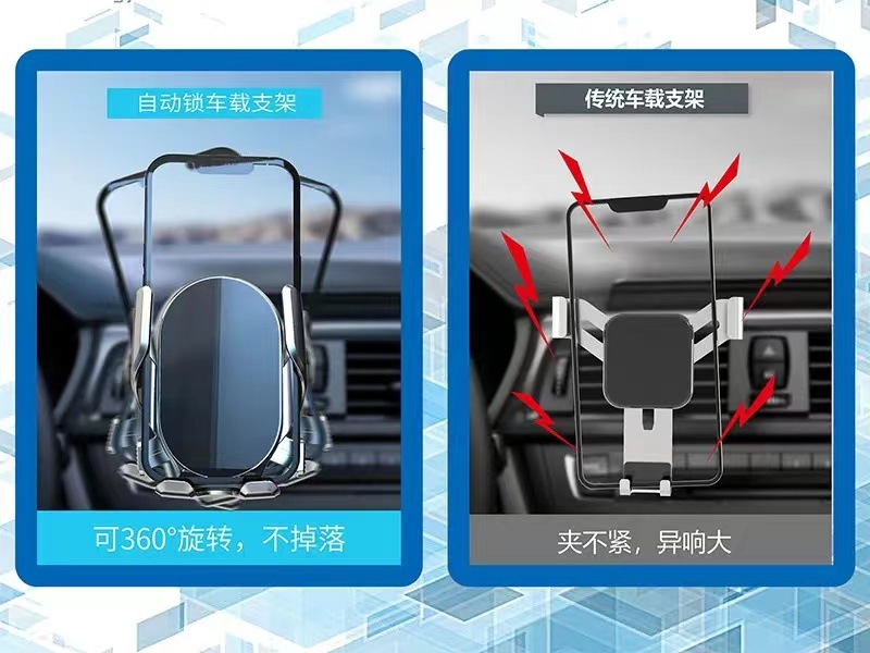 Car Mobile Phone Holder Mirror Automatic Clip Rotatable Air Outlet Navigation Manufacturer Wholesale Mirror Rotation