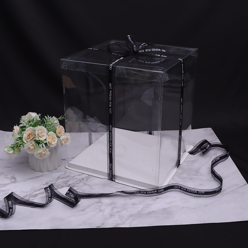 透明顶三合一蛋糕盒现货6寸8寸12寸烘焙包装糕点盒手提生日蛋糕盒