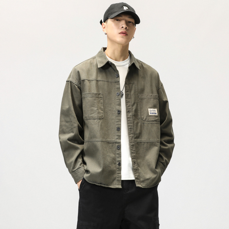 High-End Workwear Shirt for Men, Autumn Japanese-Style Turn-Down Collar, Loose Casual Versatile Long-Sleeve Jacket, Trendy Men's Top High-End Workwear Shirt for Men, Autumn Japanese-Style Turn-Down Collar, Loose Casual Versatile Long-Sleeve Jacket, Trendy Men's Top