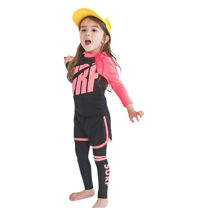 2024 новый детский купальник для девочек среднего и старшего возраста Сплит набор для малышей Быстродушка с длинными рукавами солнцезащитный костюм для мальчиков