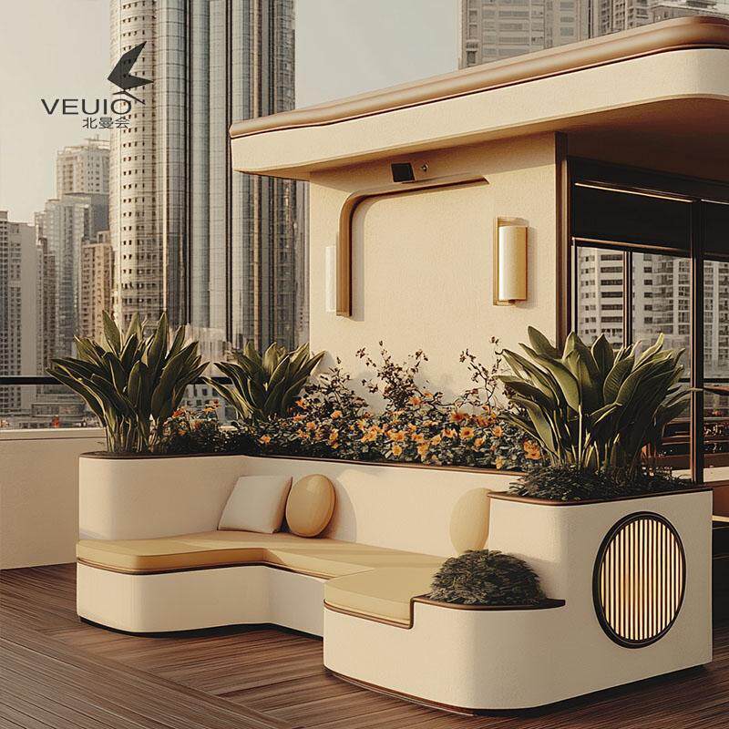 Flower Box Seat Combination Set, Outdoor Stainless Steel Bench Flower Box, Shopping Mall Flower Pond Outdoor Seat Combination Set, Iron Art Flower Bed