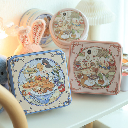 17cm square biscuit box square tinplate box gift box tin box companion gift box