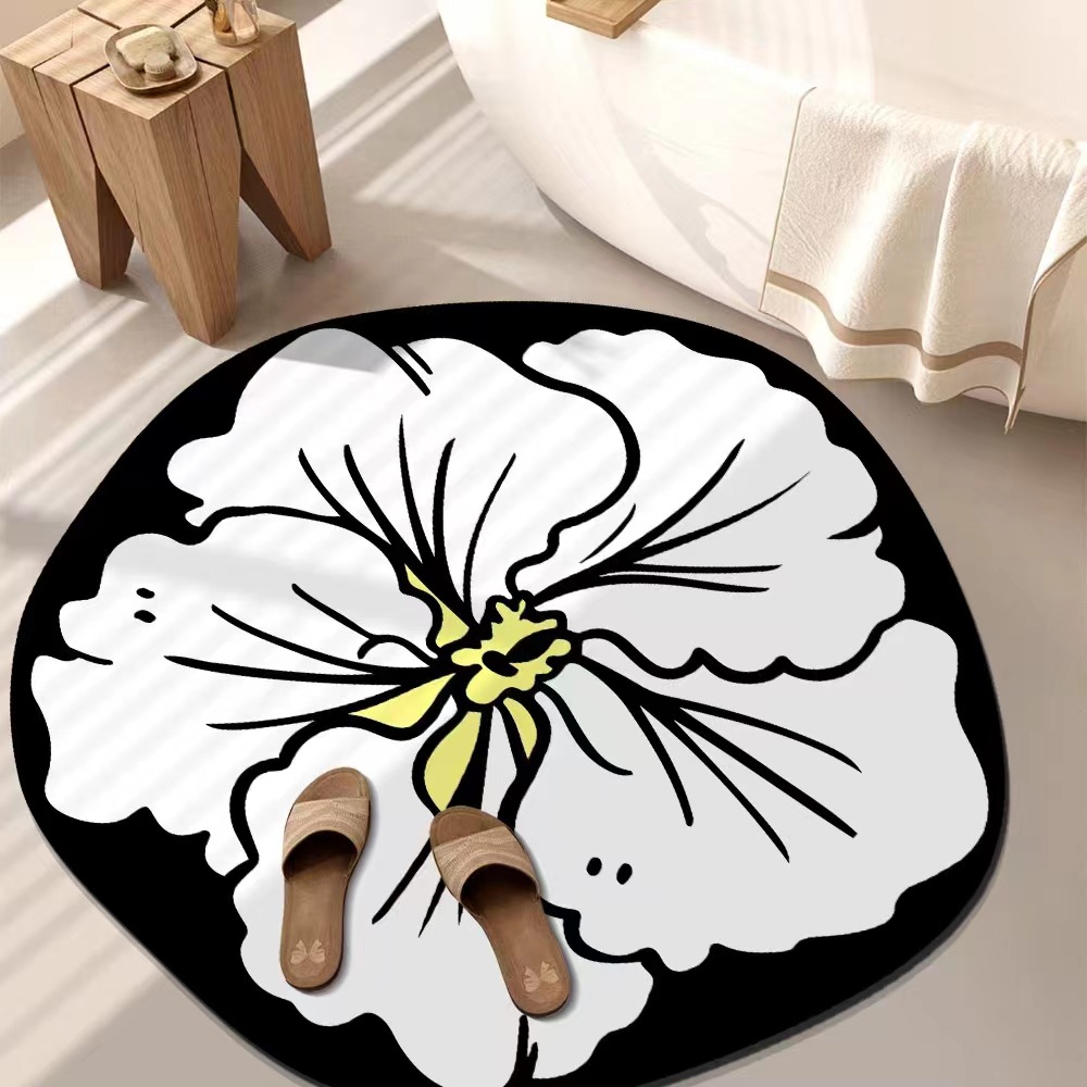 Luxury Camellia Carpet Irregular Shape Water Absorbing Non Slip Floor Mat Living Room High End Bedroom Bedside Carpet_voghion.com