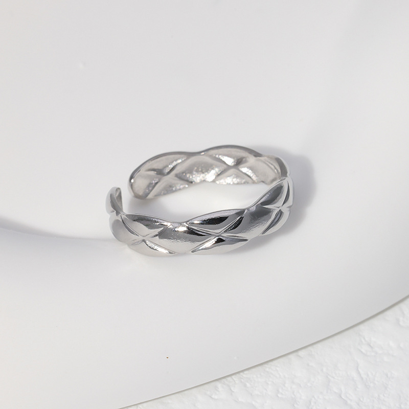 Daily Occasion 304 Stainless Steel Material Geometric Pattern PVD Coated Real Gold Plated Geometric Stainless Steel Retro Waterproof Non Tarnish Open Ring