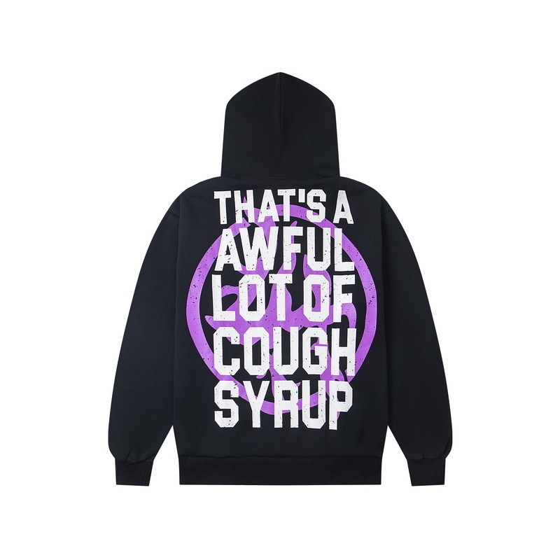 That's a Awful Lot of Cough Syrup Letter Printed Loose Velvet Hooded Sweatshirt Trendy