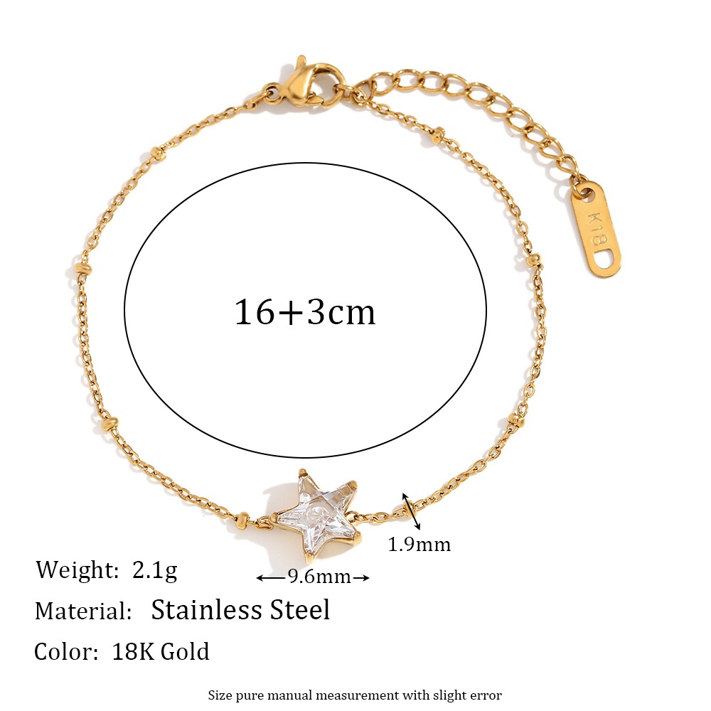 Diamond Five-pointed Star Stainless Steel Bracelet