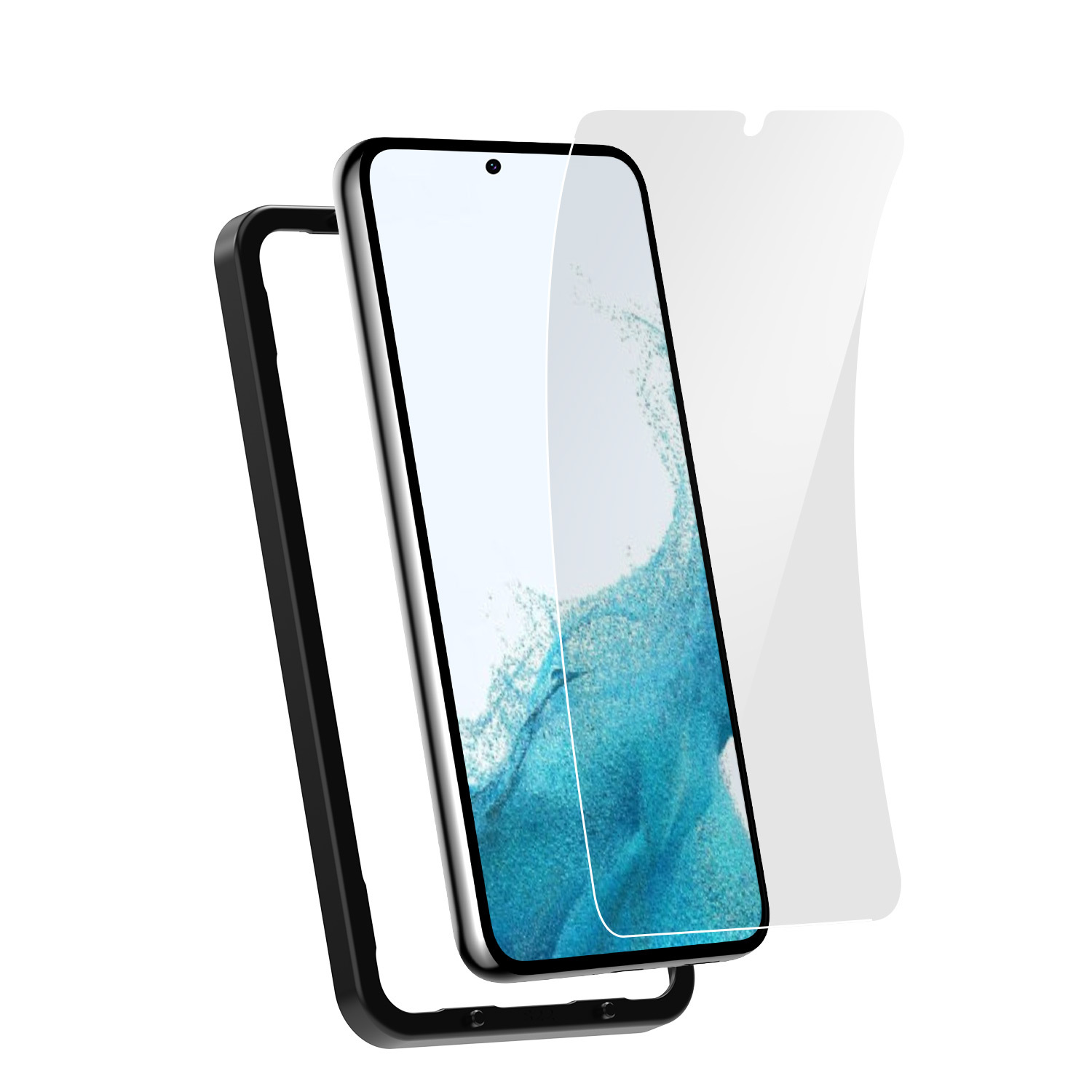 Aplicable a Samsung 23 + / 22 + / 21 película cerámica adhesiva anti-peep, película de pantalla curva de alta definición anti-huellas dactilares, caja de adhesión de segundo simple