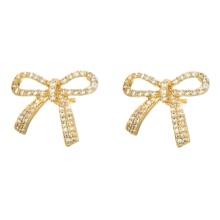 s925银针高级感蝴蝶结耳钉2024年新款网红同款冷淡风耳环耳饰女