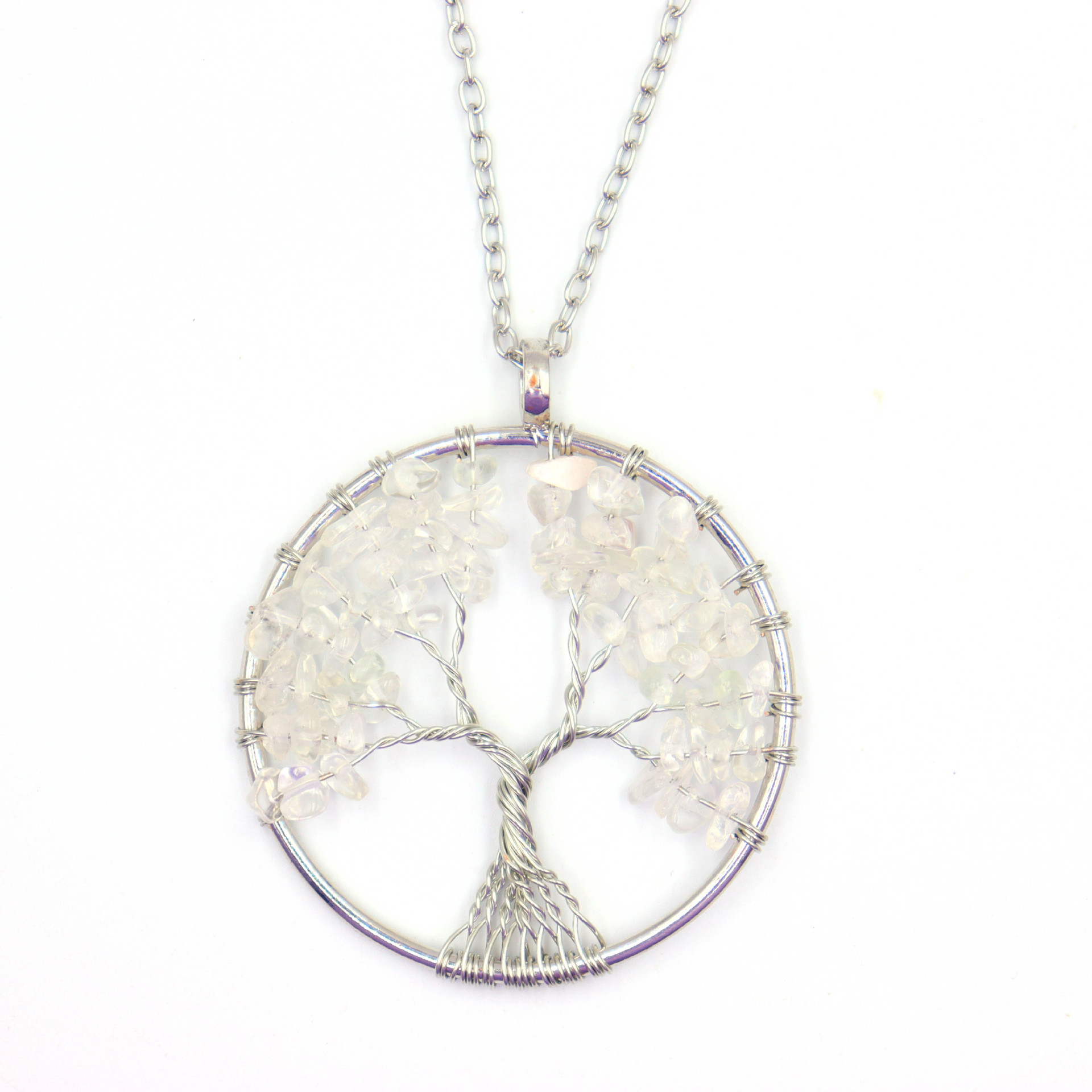 Retro Tree natural stone Copper Pendant Necklace 1 Piece