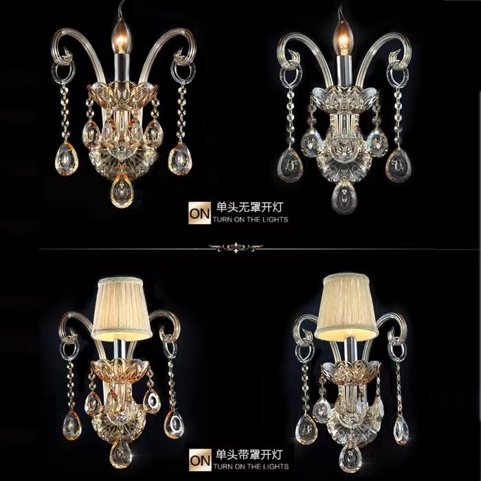 Mayorista moderna europea sala de estar lámpara de pared de cristal lámpara de cabecera de moda simple estilo americano lujo atmósfera lámpara de pared de hotel