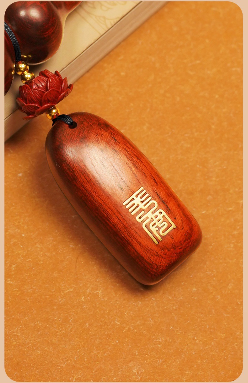 Chinese Style Sandalwood Peace and Safety Car Pendant Car Rearview Mirror Interior Car Hanging Creative Bead Chain Pendant Wholesale