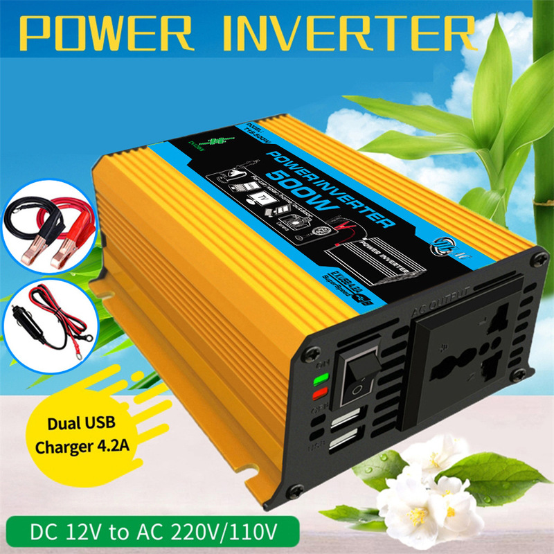 500W Car Inverter Solar PoWer Converter With Dual USB Charging Port Drop Shipping Factory Direct Sales
