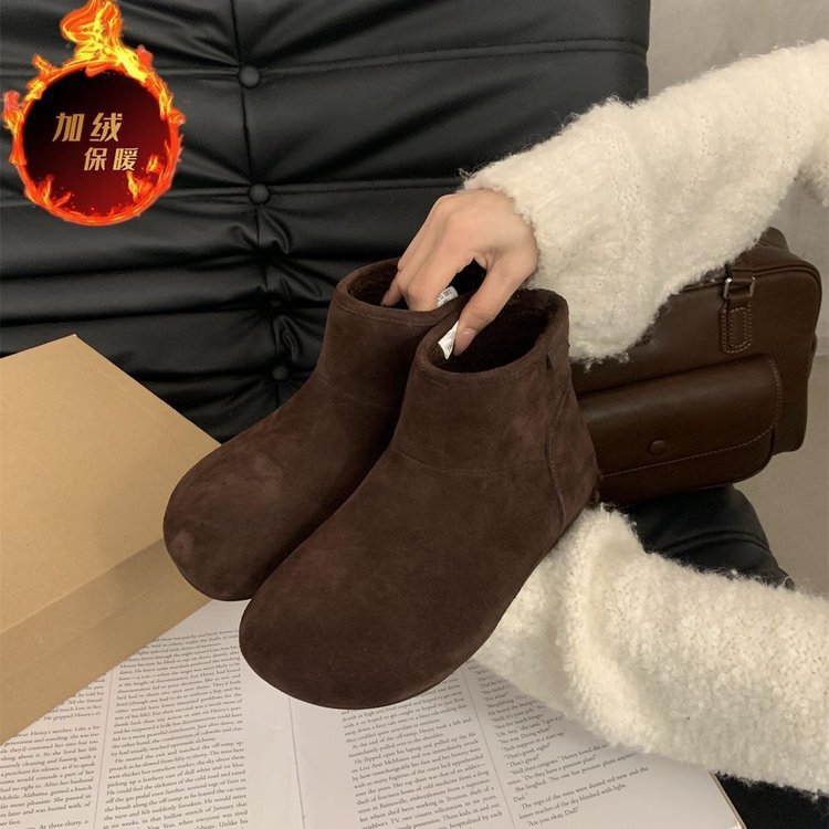 Botas de cacho de veludo retro Bocken de cacho