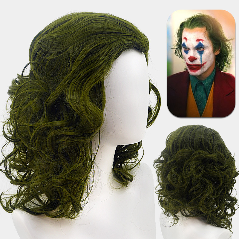 Amazon Explosions Anime Wig Clown Arthur Flack Mixed Green Short Curly Hair Halloween cos Wig