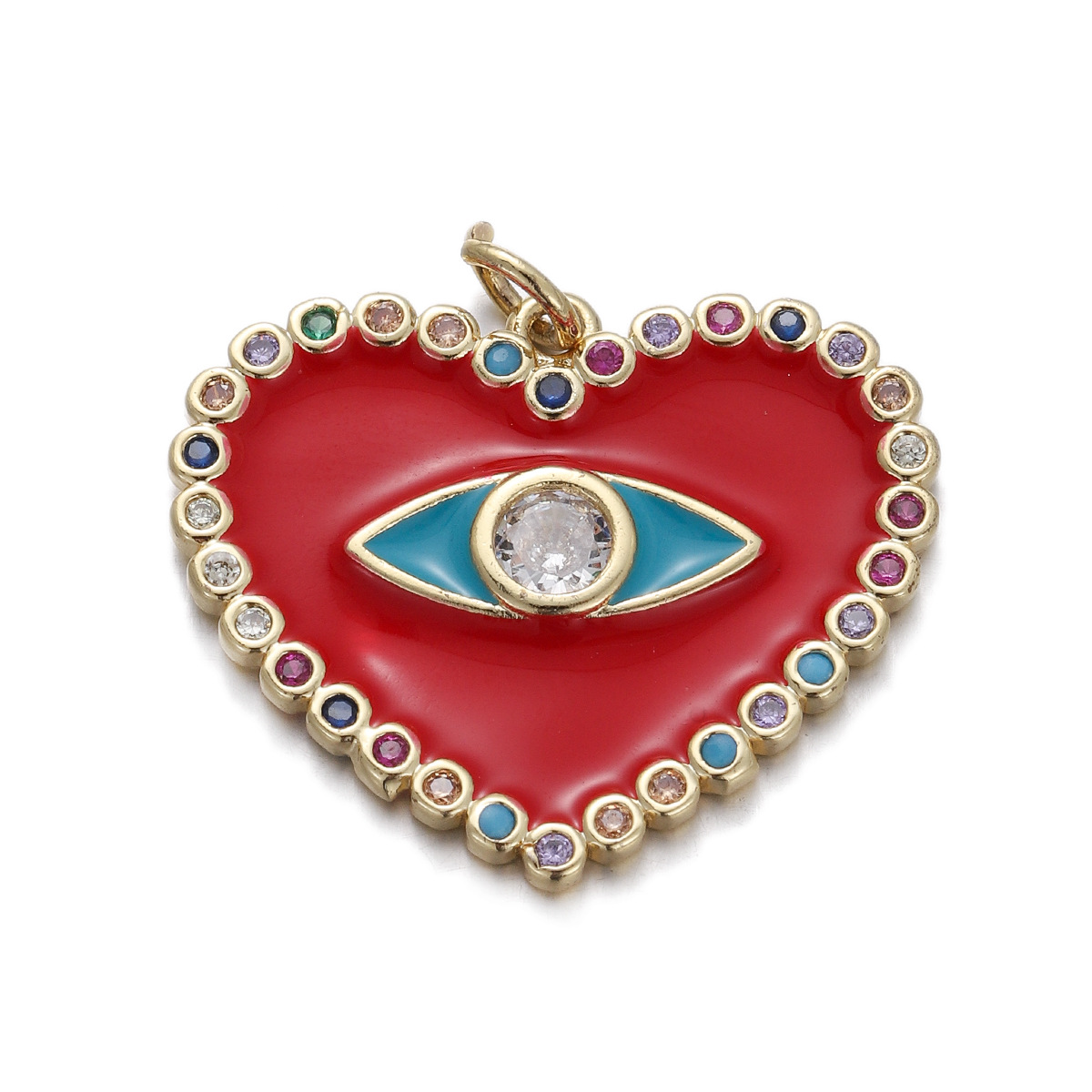 27g Weight Pendant Jewelry Making Type 1 Piece Copper Zircon Devil's Eye Heart Shape Eye Pendant DIY Jewelry Accessories Earrings Necklace