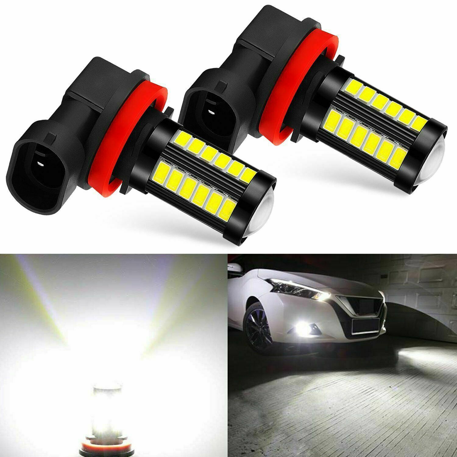 Lámpara de niebla del automóvil H7 H8 / H11 9005 9006 5630 33SMD faro LED lámpara de niebla delantera caja negra