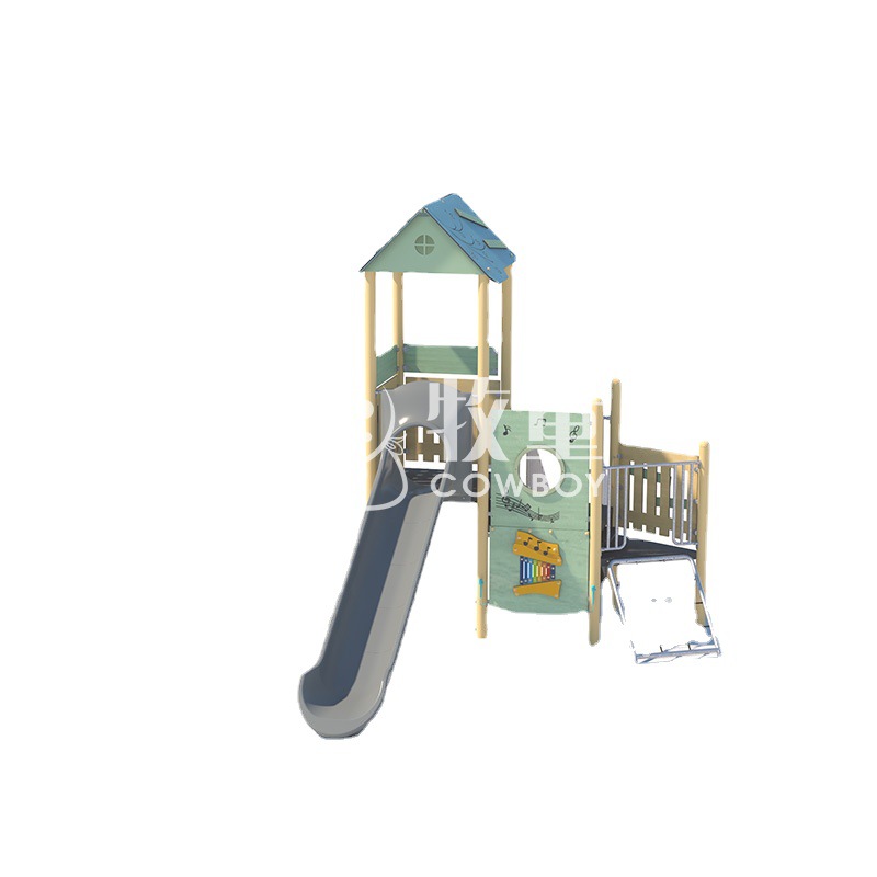 Diapositiva de jardín de infantes parque al aire libre sin alimentación combinación de diapositivas tobogán pequeño para niños al aire libre