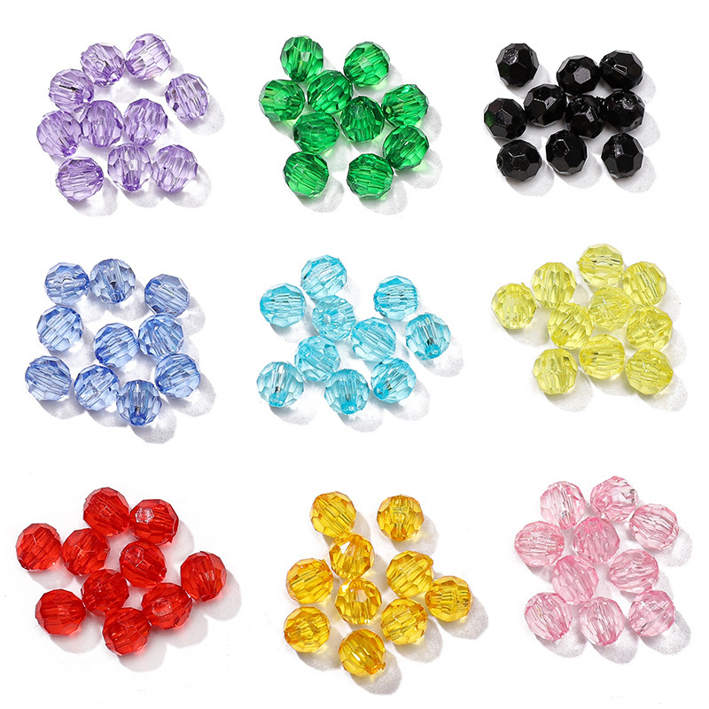 6mm Acrylic Faceted Corner Beads, Loose Beads, Handmade DIY Bracelet Necklace Materials and Accessories for Qixi Festival