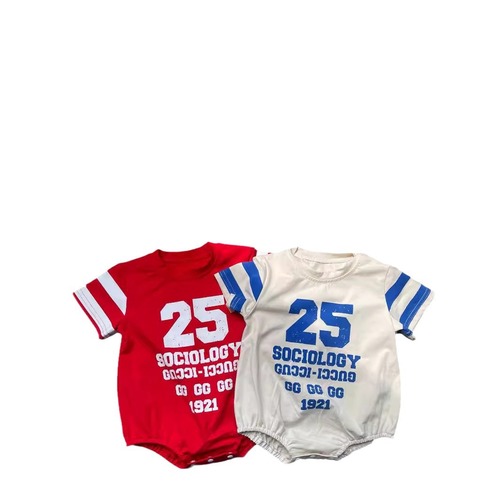 Korean version Instagram English letter and number 25 versatile T-bar design for boys and girls babies short-sleeve onesie summer cotton