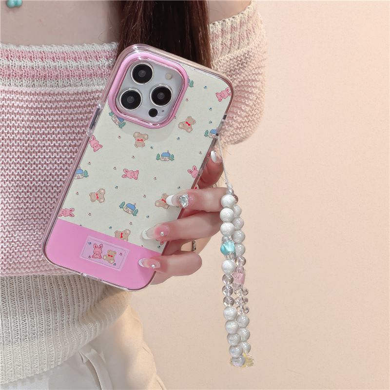Orsetto e coniglio con giunture Adatto per iPhone 14 Custodia per telefono carina 12 ProMax Apple 13 Catena 11 Anti caduta Femmina_voghion.com