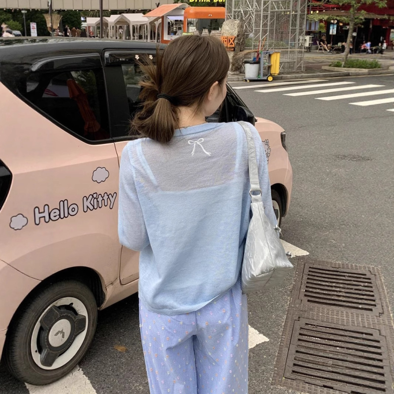 蝶の刺繍ニット日焼け止めカーディガン女性のための夏の新しい甘いホットガール薄型通気性アウターカバーアップトップトレンディ|undefined