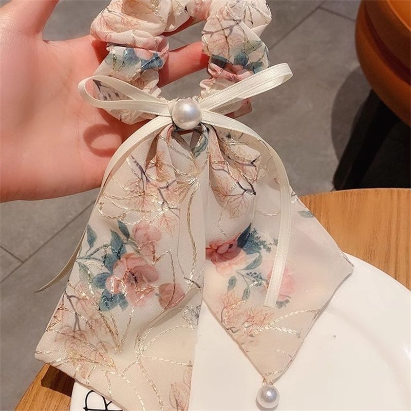 슈퍼 요정 진주 나비 스트랩 작은 입문 반지 달콤한 소녀 공 머리 밧줄 고급 감각 Peyponytail 우아한 머리 밧줄