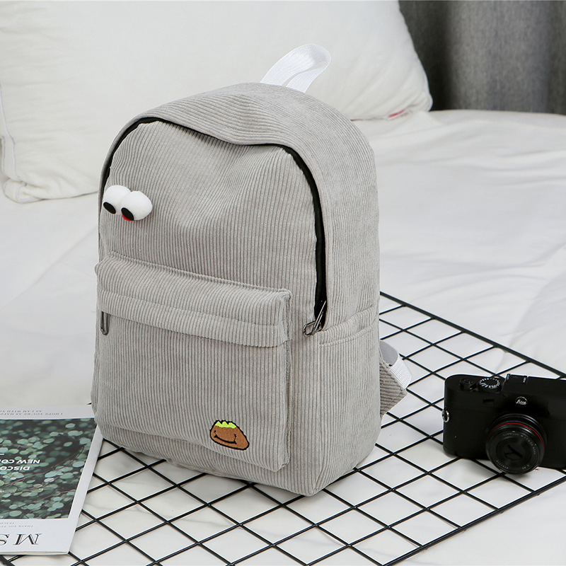 Nueva mochila femenina estudiante campus fresco mochila estudiante de secundaria estudiante lindo retro mochila de pana