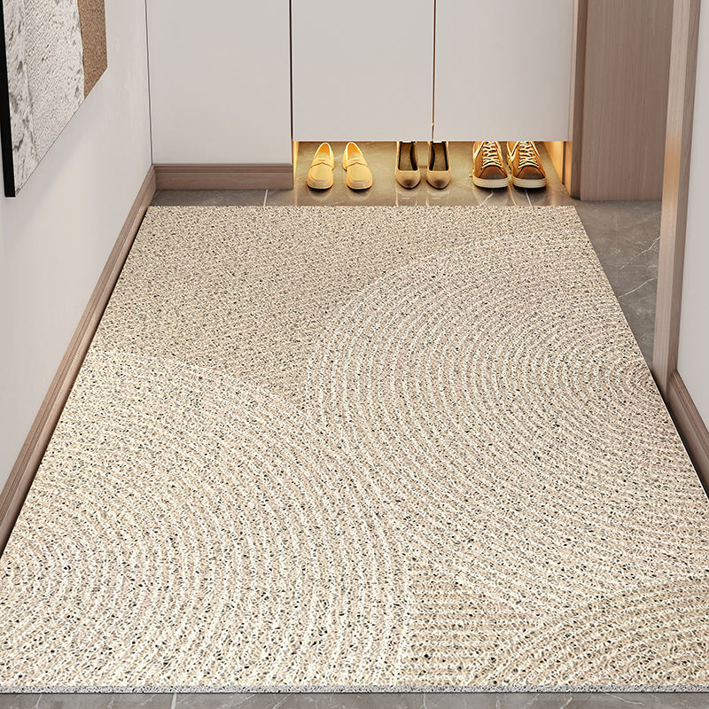 Estera de piso de anillo de seda simple de estilo japonés Líneas geométricas estera de piso de puerta de entrada antideslizante para el hogar estera de pie resistente a las manchas