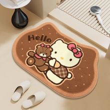 卡通可爱kt猫仿羊绒地垫吸水防滑柔软厕所门口地毯洗手间浴室脚垫