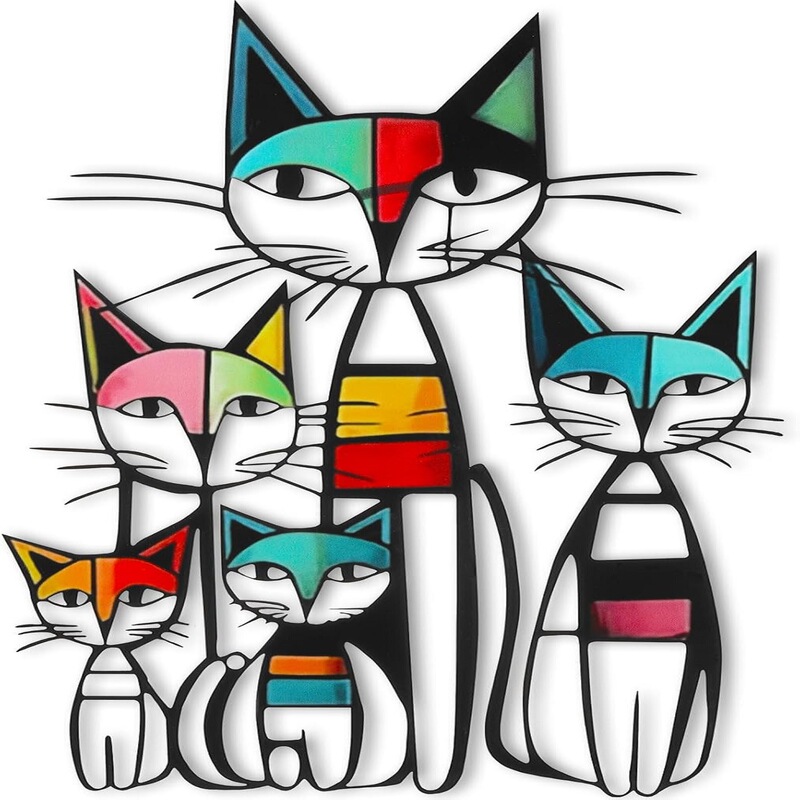 跨境铁艺 Wesiti 猫墙壁艺术装饰客厅装饰摆件 金属工艺品小摆件|undefined