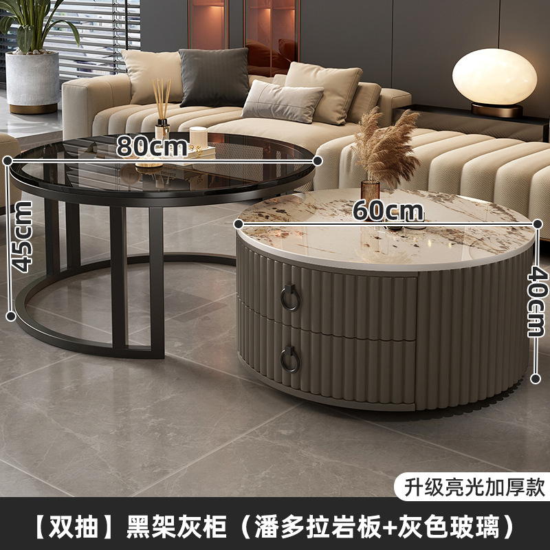 Mesa de té de roca sala de estar doméstica nueva mesa de té redonda roja de lujo moderno y simple mesa pequeña de lujo