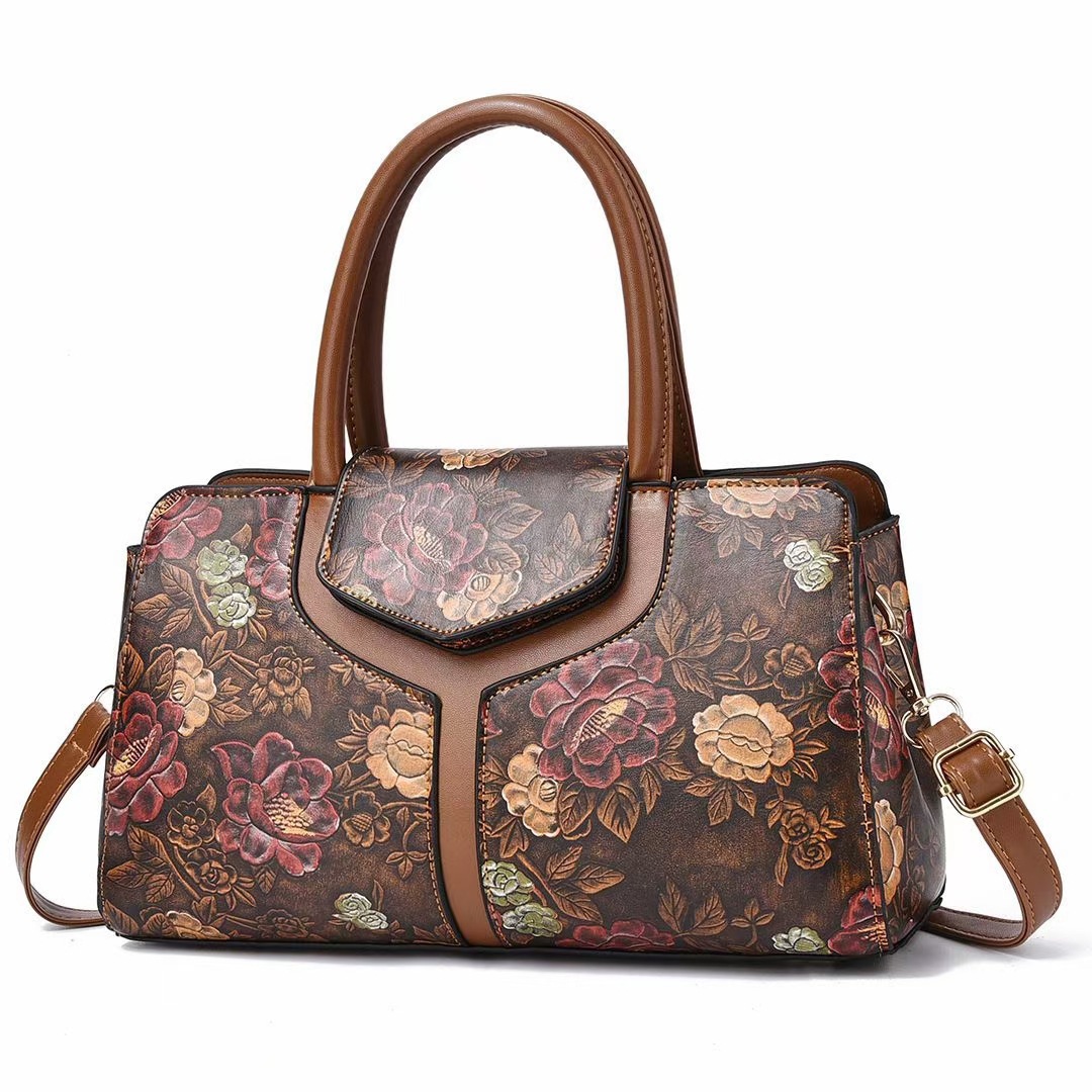 Pu Leather Material Color Block Pattern Women's Large Pu Leather Color Block Vintage Style Square Zipper Handbag