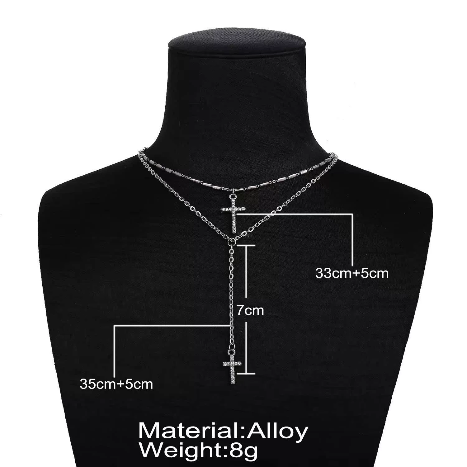 Accessories Multi-layer double cross choker sweater chain chain