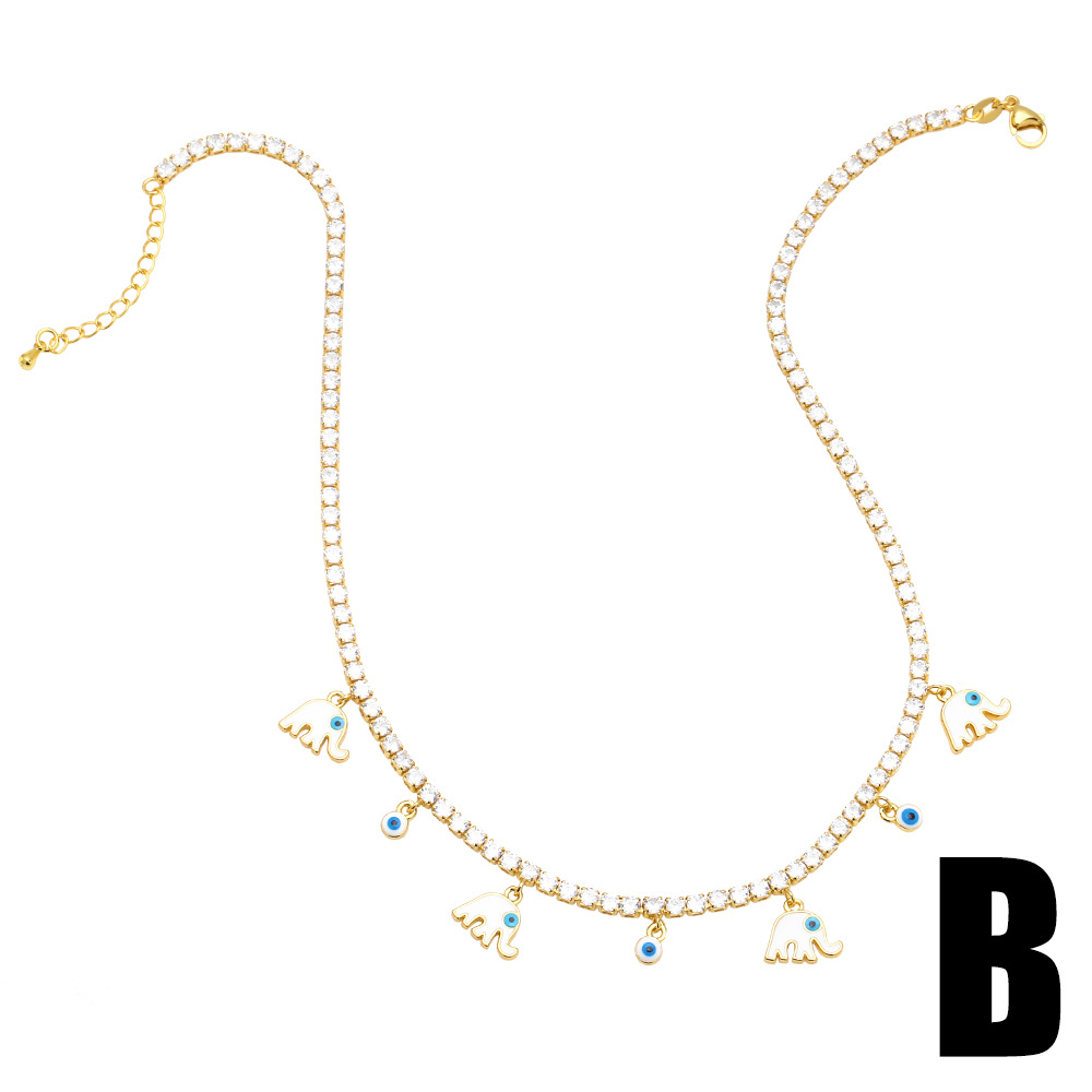 Fashion Butterfly Elephant Copper Pendant Necklace Inlay Zircon Copper Necklaces