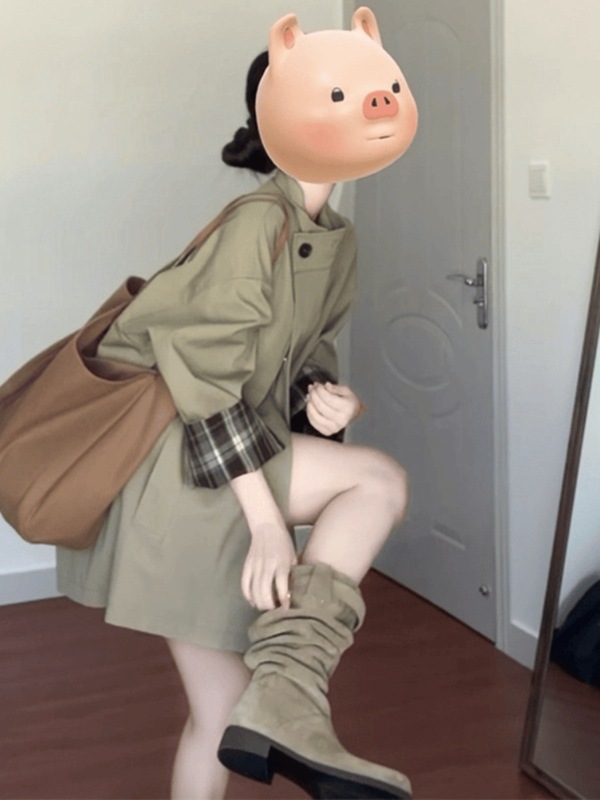 【杭州发货】早春卡其色风衣外套女2025春秋新款中长款小个子大衣|undefined
